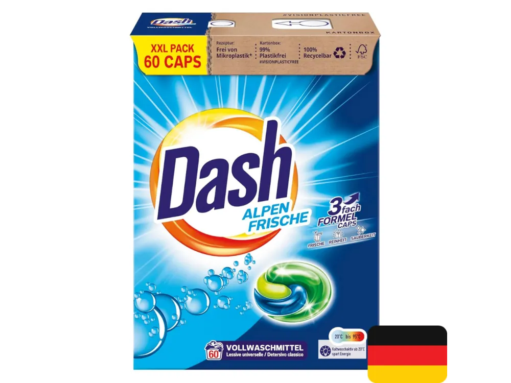 Ověřený Dash gelové kapsle 60 ks Alpen Frische 1494 g