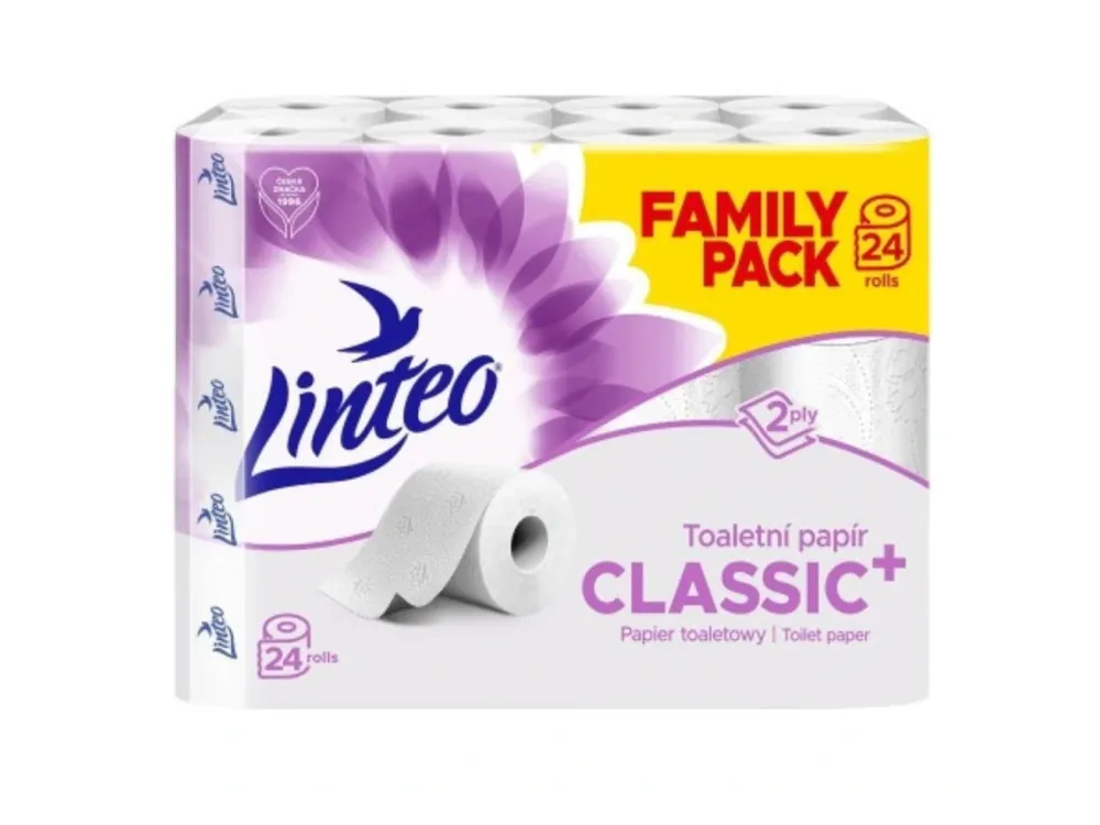 Linteo toaletní papír 24 ks Classic+ bílý 2-vrstvý Nízká Cena
