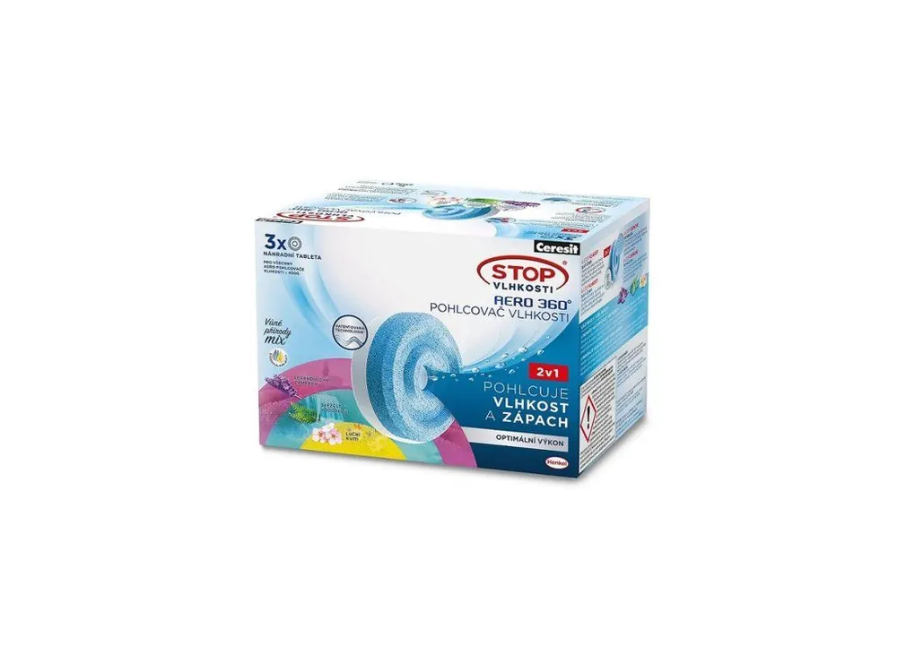 Cenová Bomba Ceresit Stop vlhkosti Aero 360° náhradní tablety 3 x 450 g Mix vůní