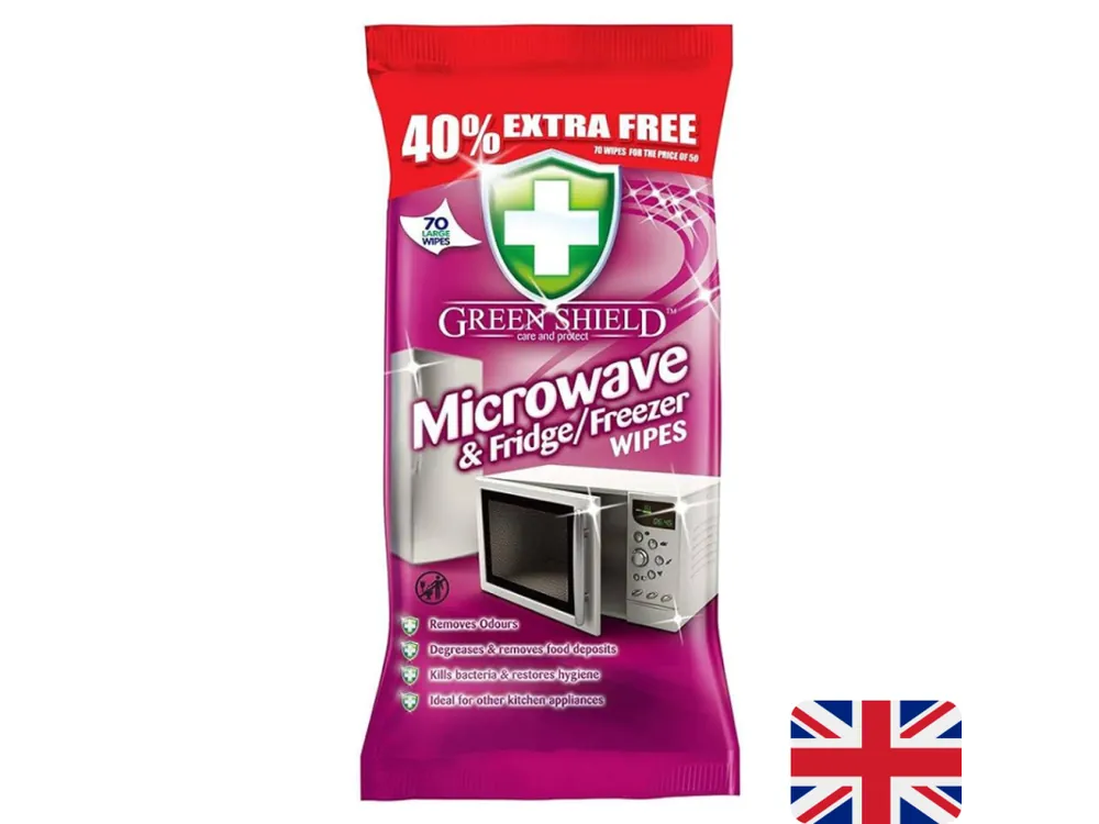 Nejprodávanější Green Shield čistící ubrousky na kuch. spotřebiče 70 ks Microwave/Fridge/Freezer
