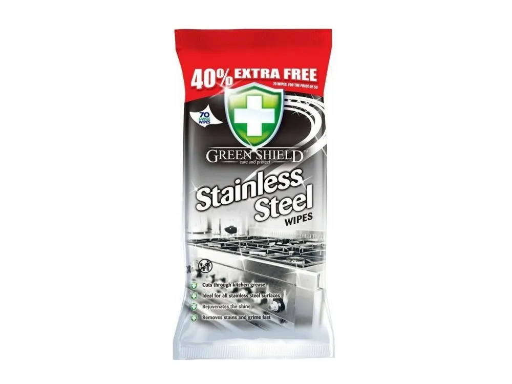 Jen Po Omezenou Doba Green Shield čistící ubrousky na povrchy z nerezové oceli 70 ks Stainless Steel