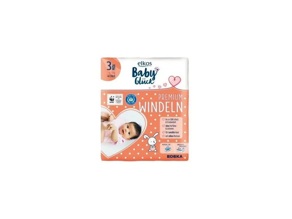 Elkos Baby plenky Premium 3 Midi (5-9 kg) 46 ks Nejprodávanější