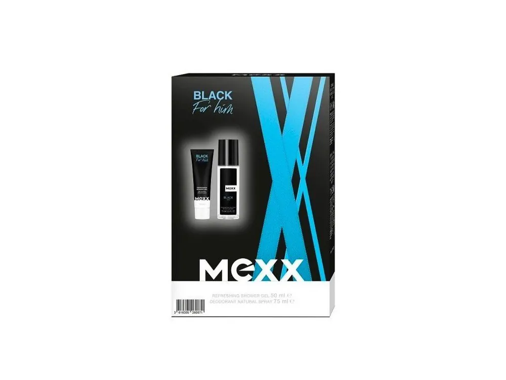 Akce Mexx dárková sada Black for Him (DNS 75 ml + sprchový gel 50 ml)