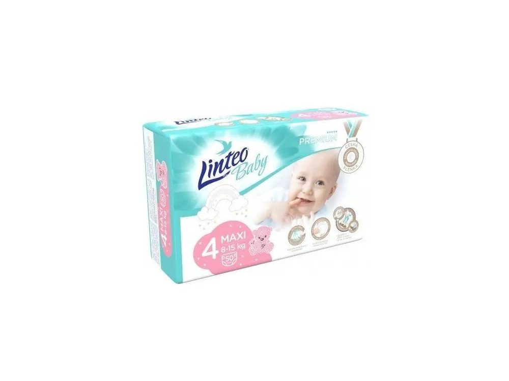 Autentický Linteo Baby plenky 4 Maxi Premium (8-15 kg) 50 ks
