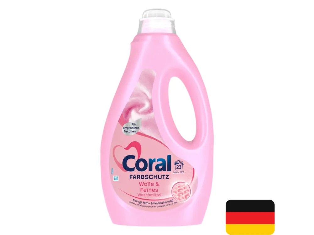 Coral prací gel 23 dávek Wolle & Feines 1,15 l Horká Nabídka