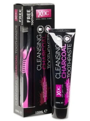 Top Prodej XOC Charcoal bělicí zubní pasta s aktivním uhlím 100 ml + zubní kartáček zdarma