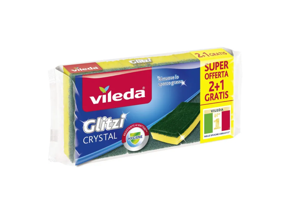 Ověřený Vileda houbičky Glitzi Crystal antibakteriální 2+1 ks zdarma