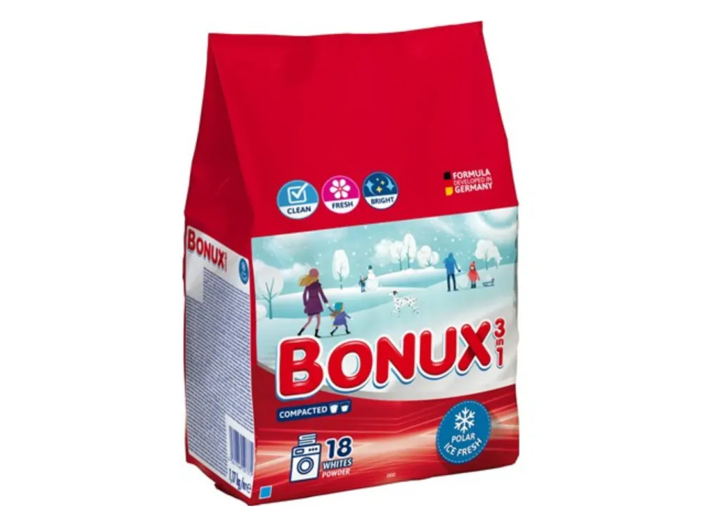 Značkový Bonux 3v1 prací prášek 18 dávek Whites Polar Ice Fresh 1,17 kg