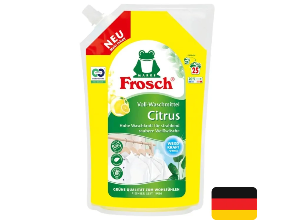 Značkový Frosch prací gel 25 dávek Citrus na bílé prádlo 1,5 l