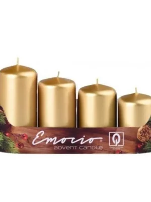 Emocio adventní svíčky 4 ks zlaté 40x59/69/78/87 mm Oblíbený