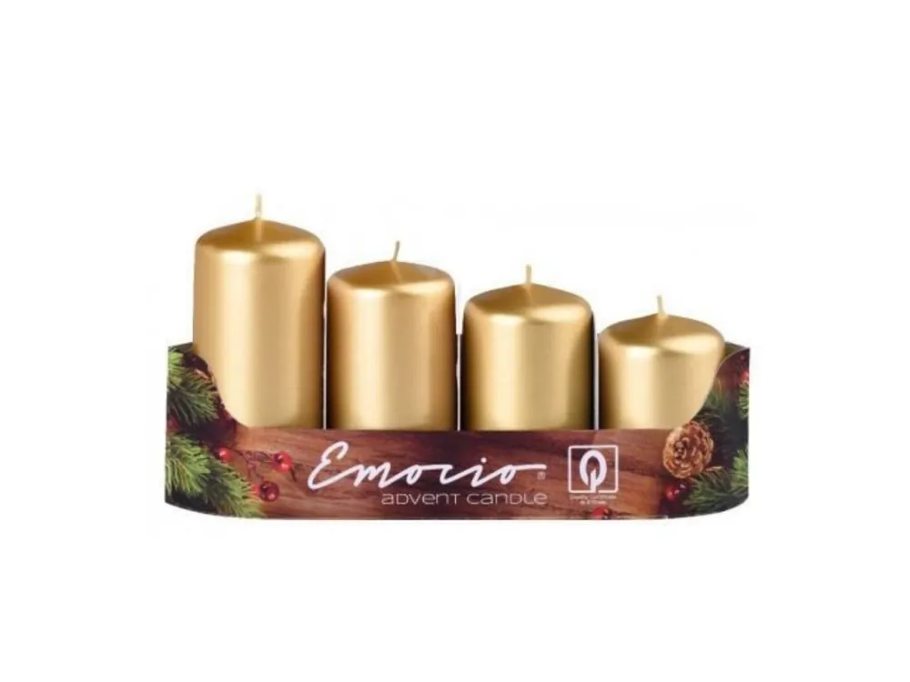 Emocio adventní svíčky 4 ks zlaté 40x59/69/78/87 mm Oblíbený