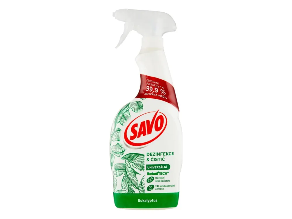 Novinka Savo univerzální dezinfekční sprej bez chloru 700 ml Eukalyptus