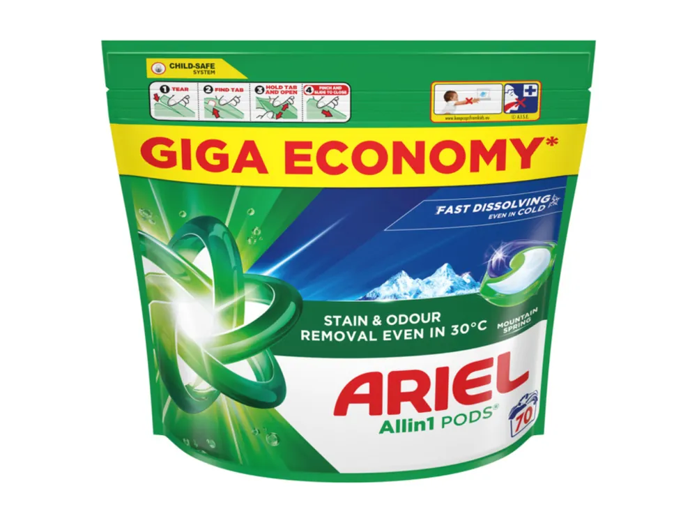 Ariel gelové kapsle 70 ks Mountain Spring All in 1 Nakupujte Hned