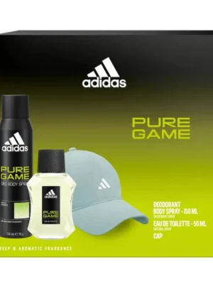 Autentický Adidas dárková sada Pure Game (EDT 50 ml + deodorant 150 ml + kšiltovka Adidas)