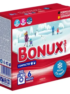 Bonux 3v1 prací prášek 6 dávek Whites Polar Ice Fresh 0,39 kg (EXP 5/26) Akční Cena
