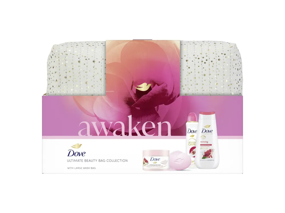 Dove dárková sada Awaken (sprchový gel + antiperspirant + mýdlo + body scrub) Cenová Bomba