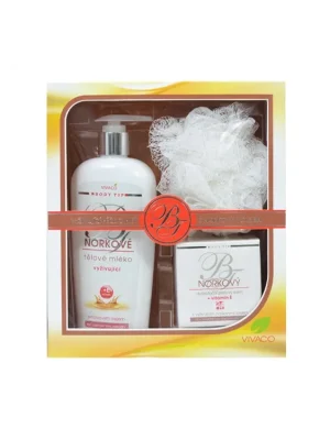 Body Tip dárková sada Norkový krém 50 ml + tělové mléko 400 ml + houba Nejprodávanější