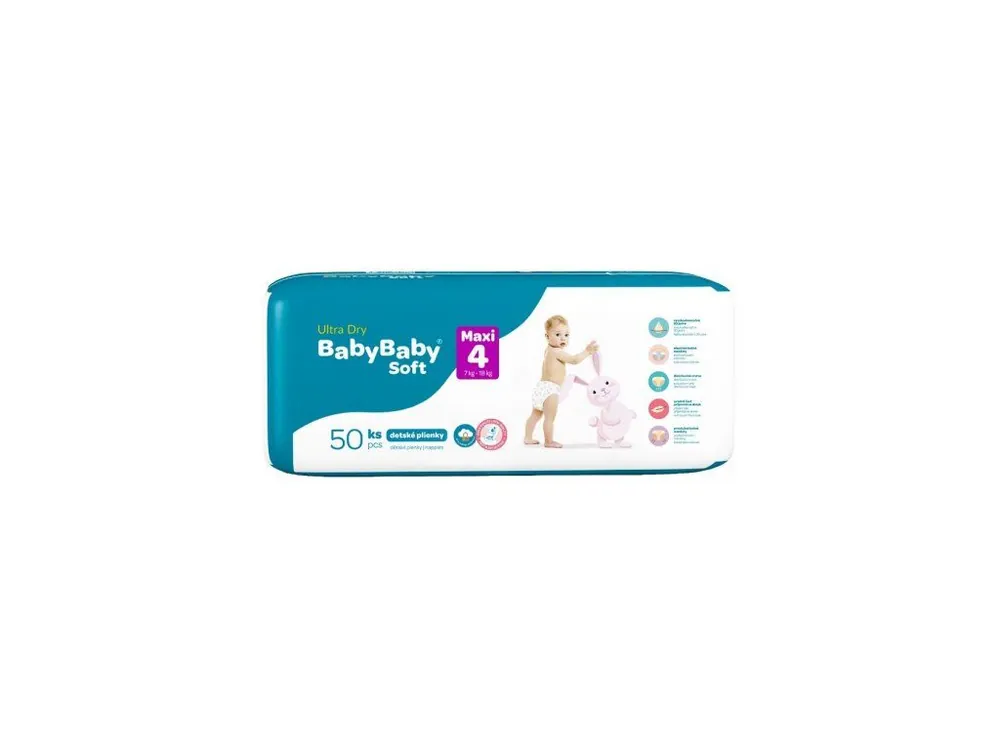 Rychlé Dodání BabyBaby Soft plenky č. 4 Maxi (7-18 kg) 50 ks