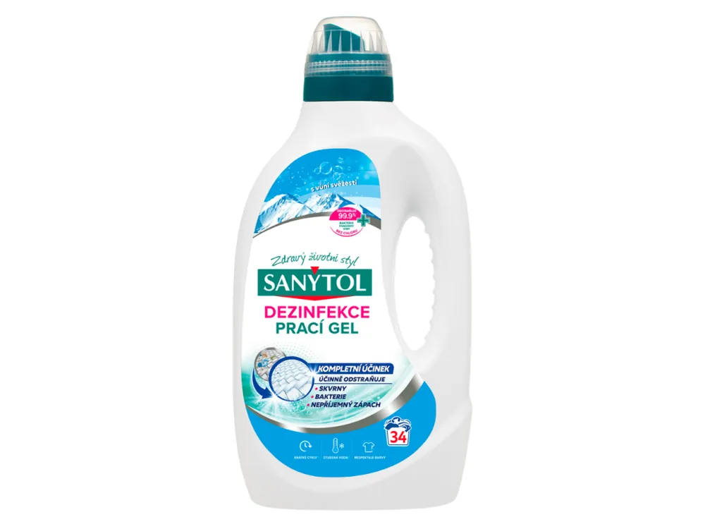 Sleva Sanytol prací gel 34 dávek Dezinfekce s vůní svěžesti 1,7 l