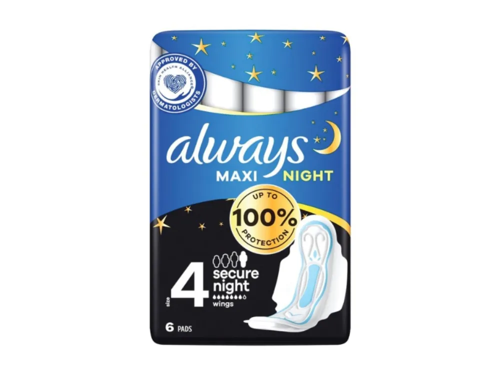 Novinka Always vložky 6 ks Maxi Secure Night plus