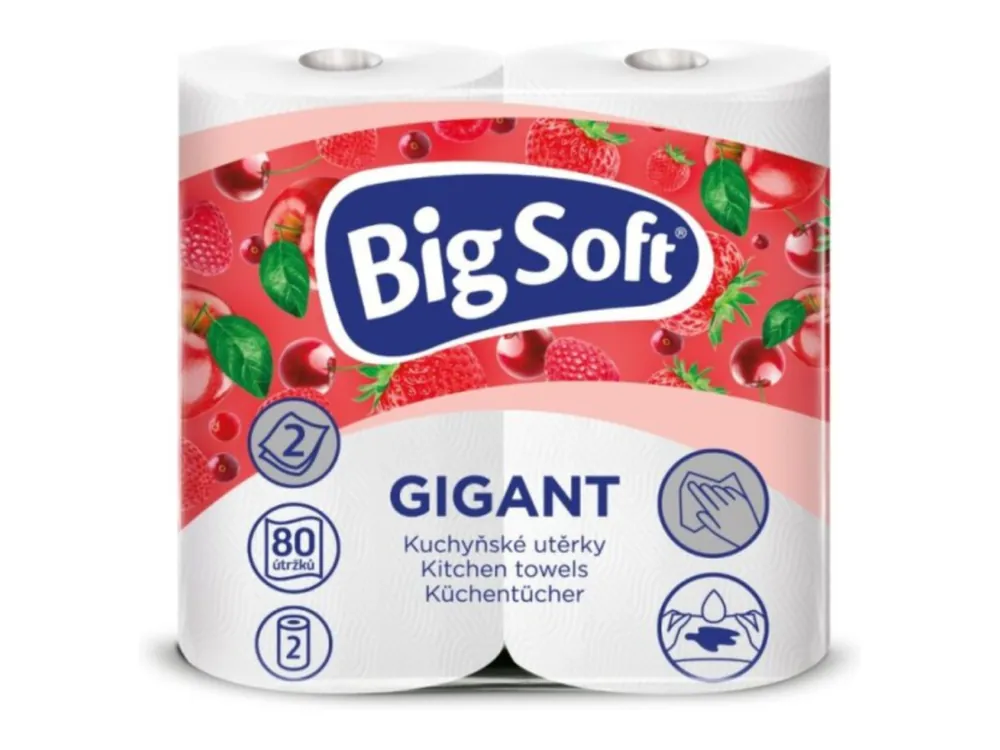 Big Soft Gigant kuchyňské utěrky 2 ks 2-vrstvé Super Cena