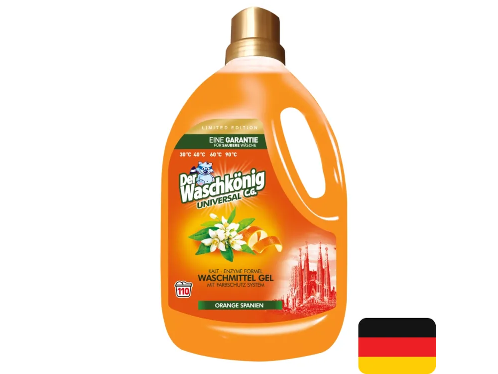 Omezená Nabídka Waschkönig prací gel 110 dávek Universal Orange Spanien 3,305 l