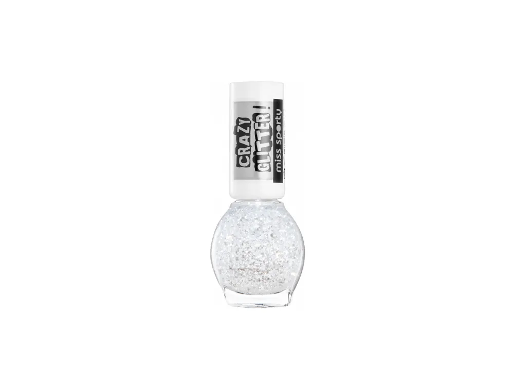 Miss Sporty lak na nehty 7 ml Crazy Glitter 040 stříbrný třpyt Originální
