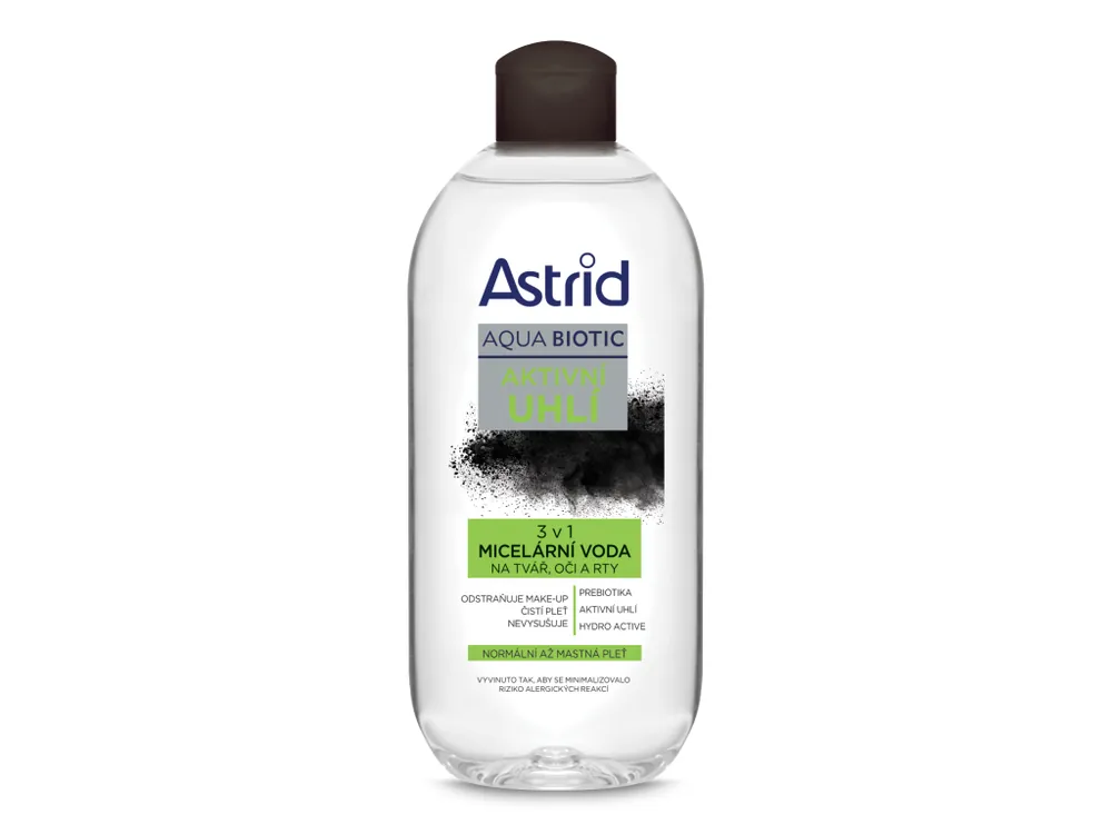 Astrid micelární voda 400 ml Aqua Biotic Aktivní Uhlí 3v1 Omezená Nabídka