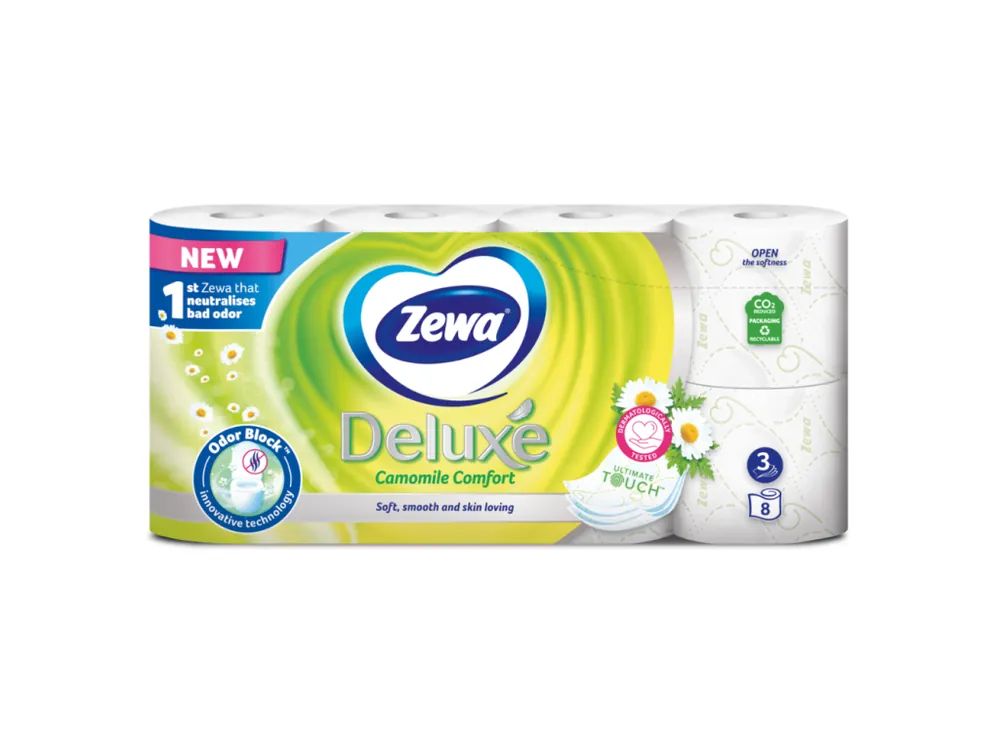 Zewa toaletní papír 8 ks Deluxe Camomile 3-vrstvý Vrácení Zdarma