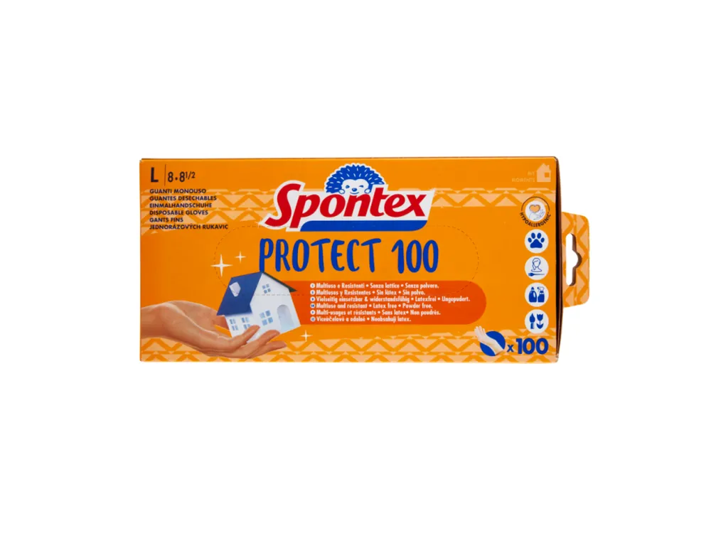 Dokud Zásoby Vydrží Spontex vinylové rukavice 100 ks vel. L Protect 100