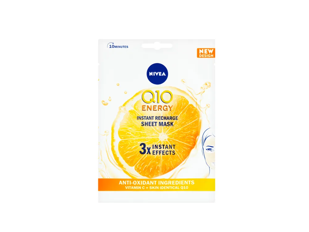 Nivea pleťová maska textilní 1 ks Q10 Energy intenzivní proti vráskám Rychlé Dodání