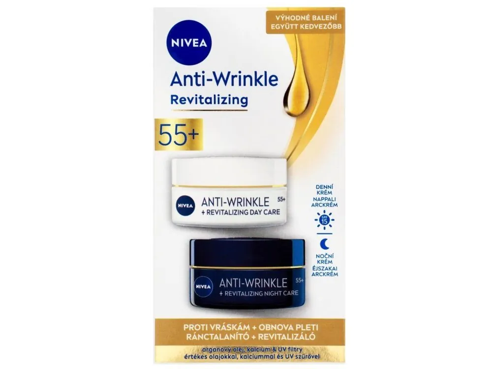 Tovární Cena Nivea Duo denní + noční krém 2x50 ml Anti-wrinkle 55+