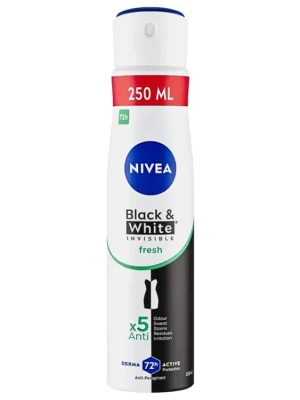 Bezpečná Platba Nivea antiperspirant sprej 250 ml Invisible Black & White Fresh