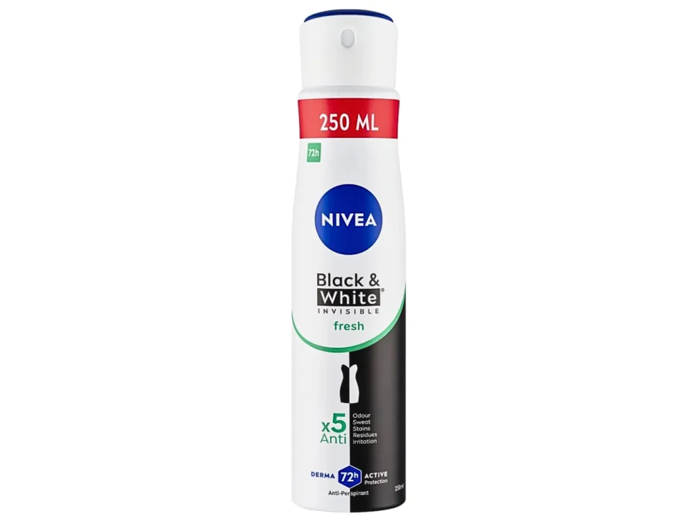 Bezpečná Platba Nivea antiperspirant sprej 250 ml Invisible Black & White Fresh