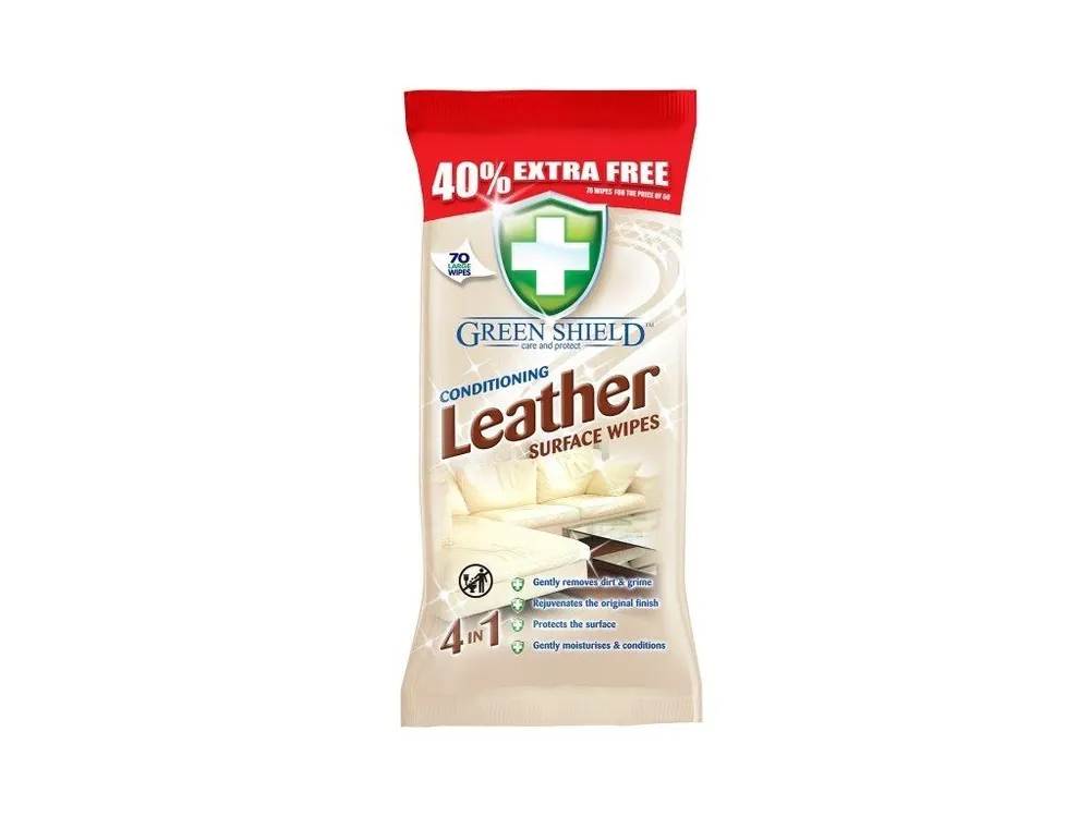 Green Shield čistící ubrousky na kůži 70 ks Leather Časově Omezené