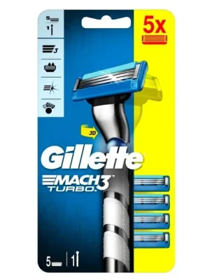 Nakupujte Hned Gillette holicí strojek Mach3 Turbo + 5 náhradních hlavic