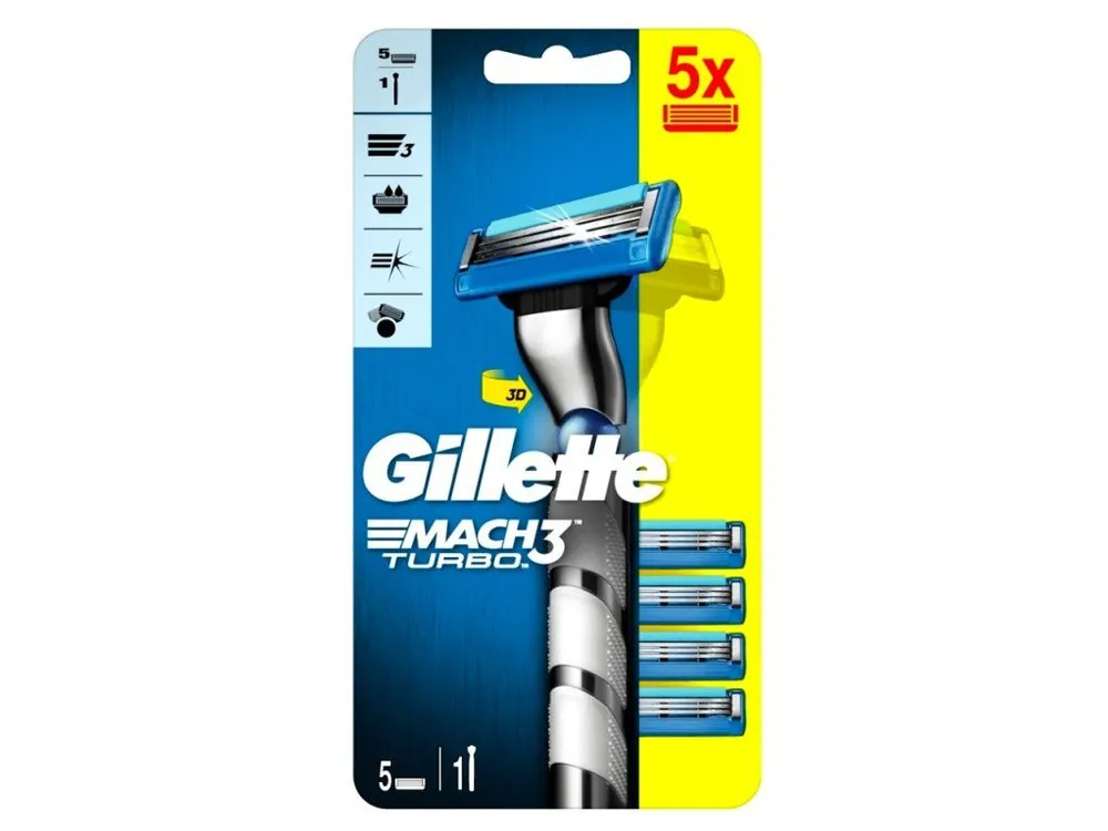 Nakupujte Hned Gillette holicí strojek Mach3 Turbo + 5 náhradních hlavic