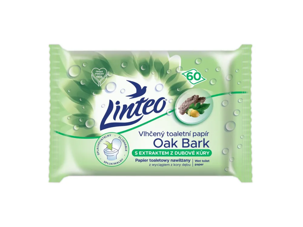 Zlevněný Linteo vlhčený toaletní papír 60 ks s dubovou kůrou
