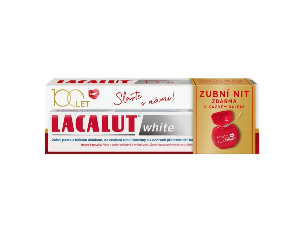 Lacalut zubní pasta 75 ml White + zubní nit zdarma Finální Výprodej