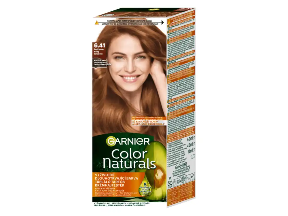 Autentický Garnier barva na vlasy Color Naturals 6.41 Teplý jantar