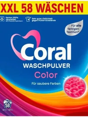 Coral prací prášek 58 dávek Color 3,77 kg Cenový Hit