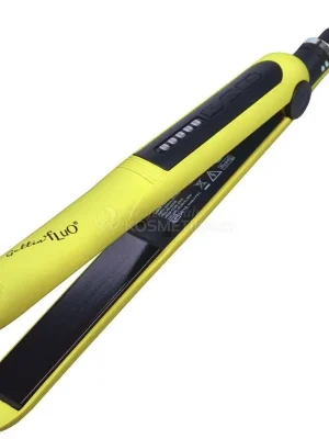 Značkový Gettin Fluo Mini Hair Straightener Set - Mini žehlička na vlasy Žlutá + kartáč na vlasy Žlutý Dárková sada