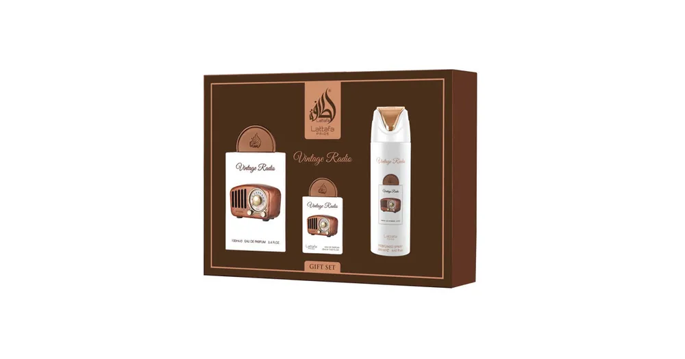 Lattafa Pride Vintage Radio EDP 100 ml + EDP 20 ml + tělový sprej 200 ml UNISEX Sleva