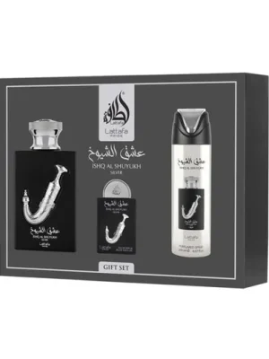 Lattafa Pride Ishq Al Shuyukh Silver EDP 100 ml + EDP 20 ml + DEO ve spreji 200 ml UNISEX Výprodej