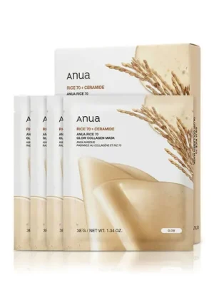 Super Cena Anua Rice 70 + Ceramide Glow Collagen Mask 4 x 38 g