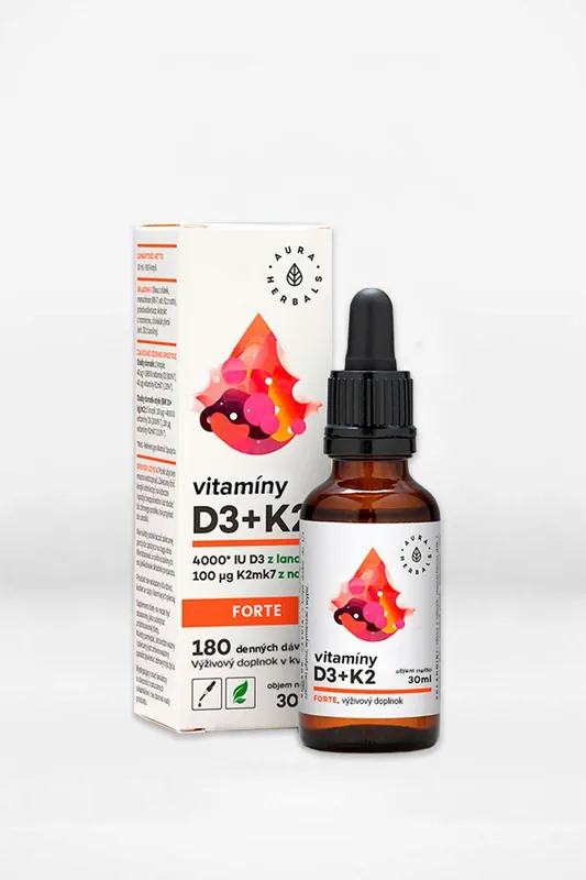 Oblíbený Vitamíny D3 4000 IU + K2 Forte (kvapky)