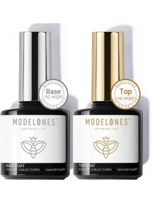 Modelones Gelový lak na nehty vrchní a základní lak, 2 x 10 ml Akce