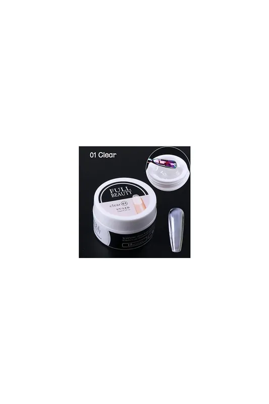 FULL BEAUTY clear 01 stavební gel pro prodlužování a opravu nehtů 15ml Akční Cena