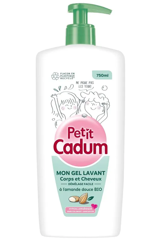 Petit Cadum mycí gel na vlasy a tělo s bio sladkými mandlemi 750 ml Finální Výprodej