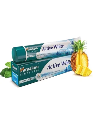 Akční Nabídka Himalaya Active white Gel Bylinná zubní pasta s ovocnými enzymy pro bělení zubů 75 ml